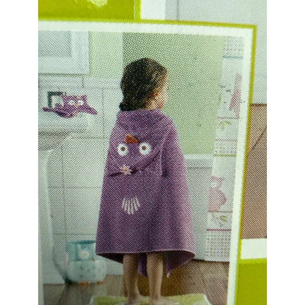 Jumping Beans Hooded Bath Wrap Kids OS Purple NEW Owl‎ Character Cotton Towel